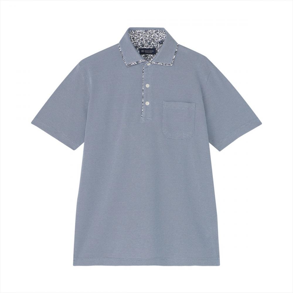 Wカラー フラワープリント ポロシャツ 半袖 メンズ