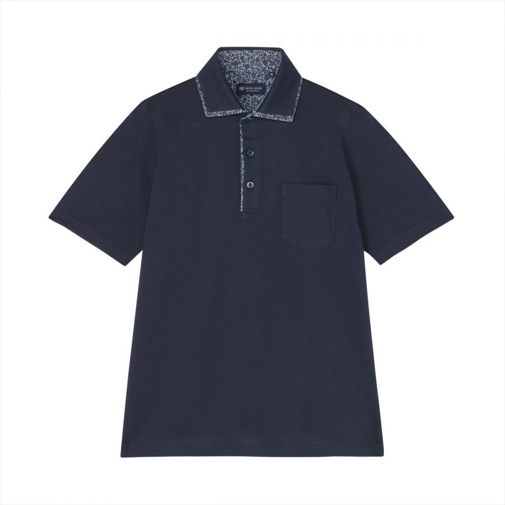 Wカラー フラワープリント ポロシャツ 半袖 メンズ