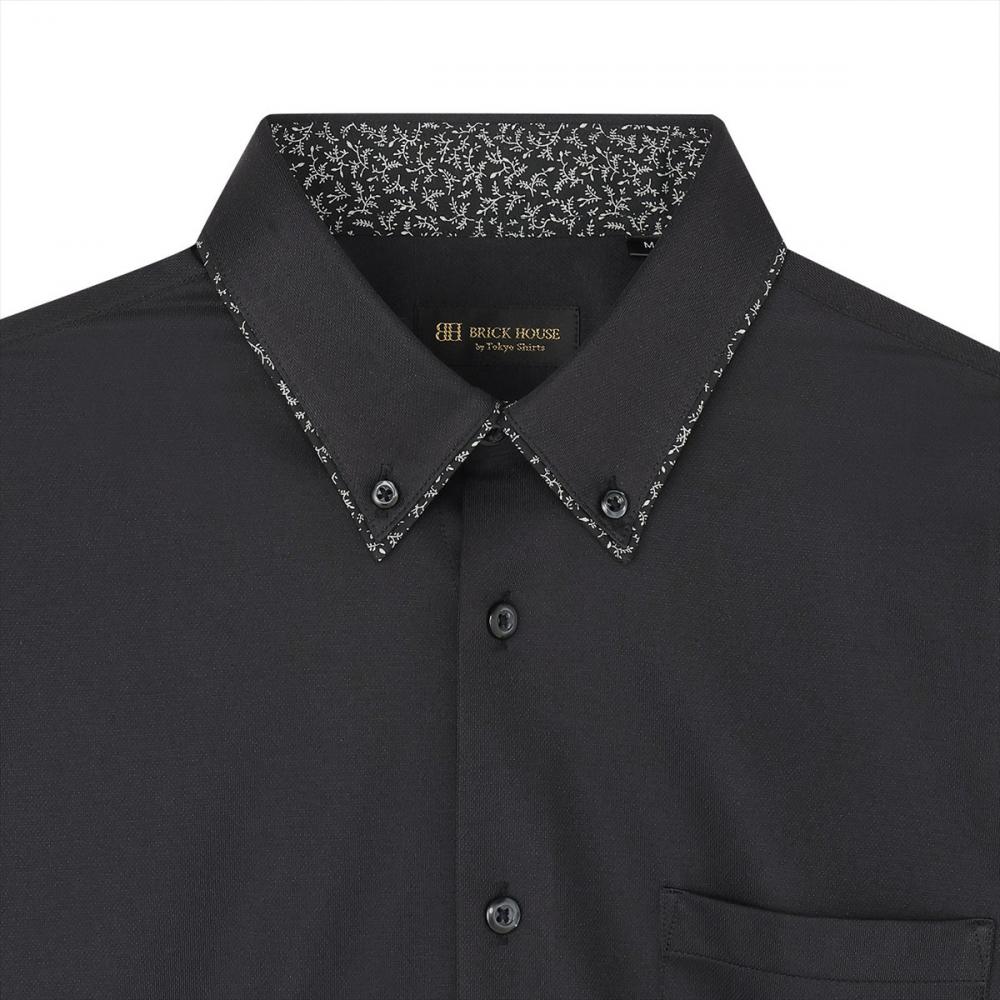 デザインカジュアルシャツ ボタンダウン 長袖 ニットシャツ ストレッチ メンズ