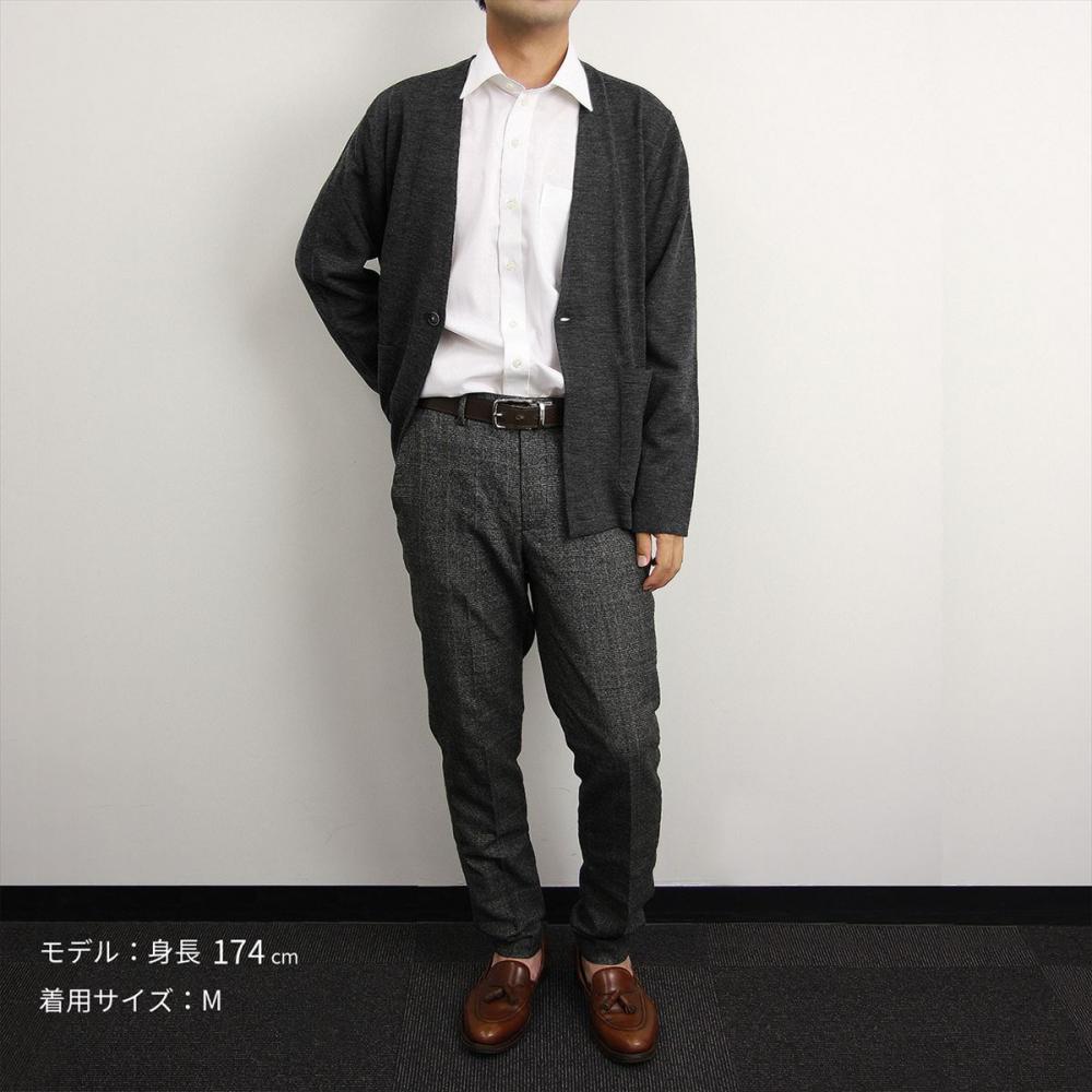 メンズニット ノーカラーカーディガン グレー系