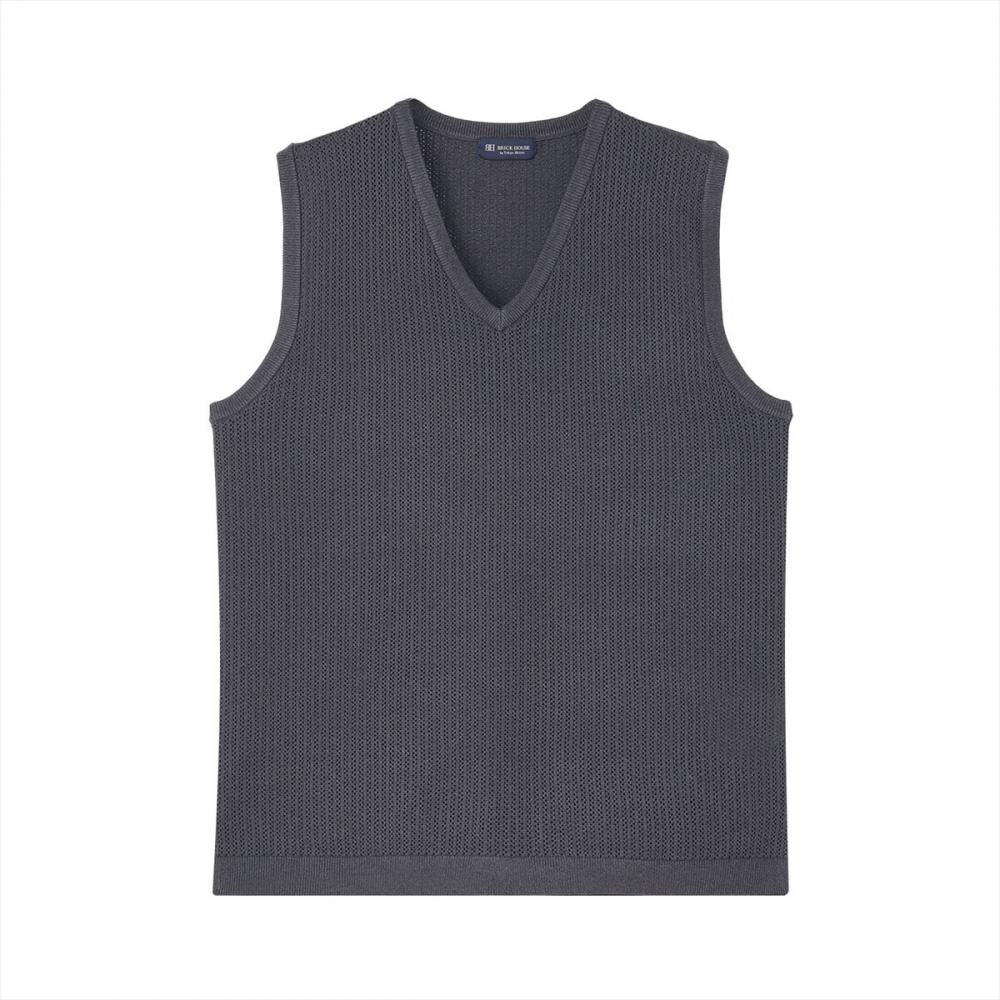ニット メッシュ編地ベスト メンズ