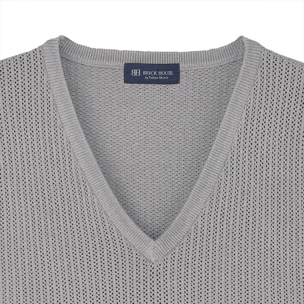 ニット メッシュ編地ベスト メンズ