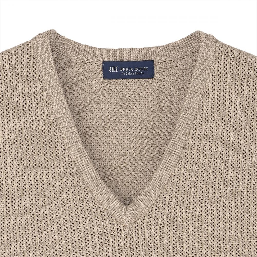 ニット メッシュ編地ベスト メンズ