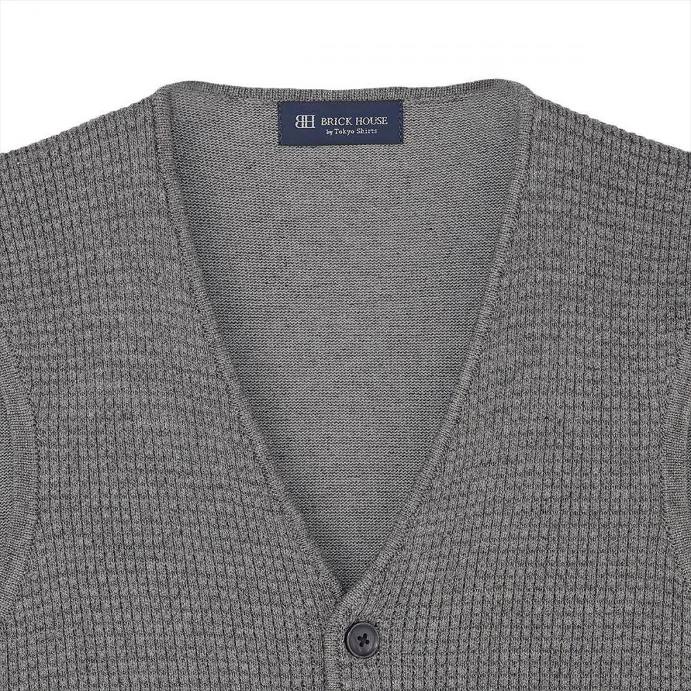 ニット メッシュ編地ジレ 麻混 メンズ