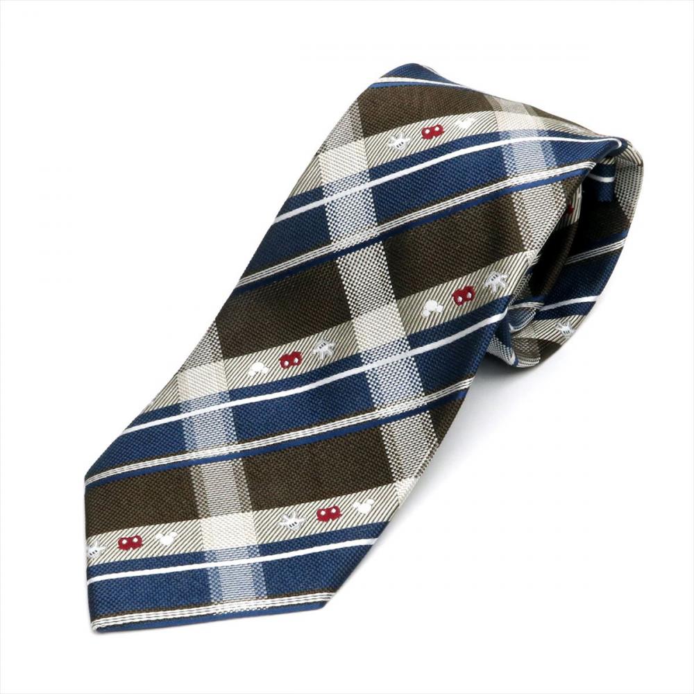 Disney ディズニー ネクタイ ブラウン系 チェック柄 940 ベージュ ブラウン 東京シャツ公式通販 ノーアイロン形態安定ビジネスワイシャツ専門店