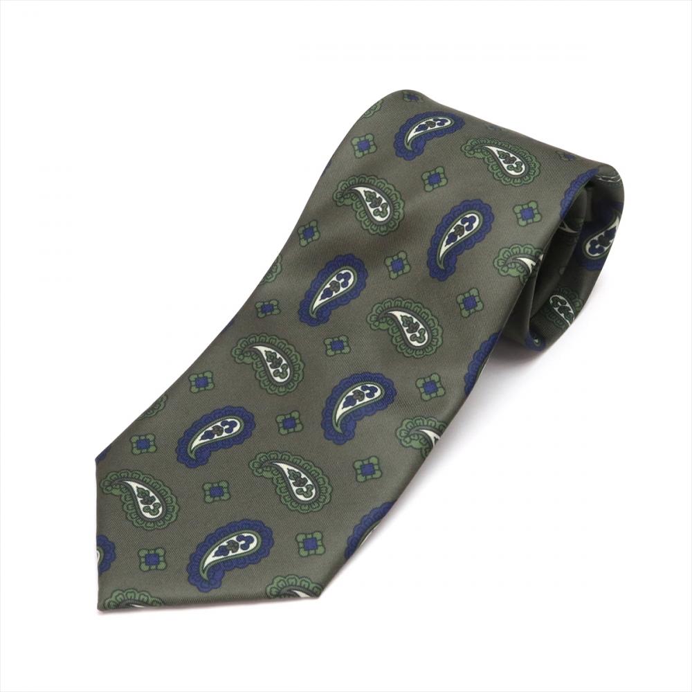 【ネクタイシャツ】ペイズリー総柄 鶯色 長袖シャツ+植物柄 ネクタイ XL ネクタイシャツペイズリー総柄 鶯色 長袖シャツ+植物柄 ネクタイ XL