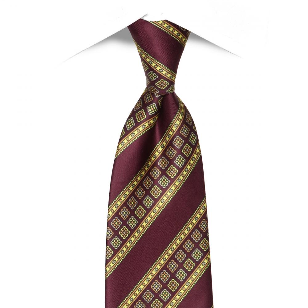 ネクタイ プリントタイ ボルドー ビジネス フォーマル