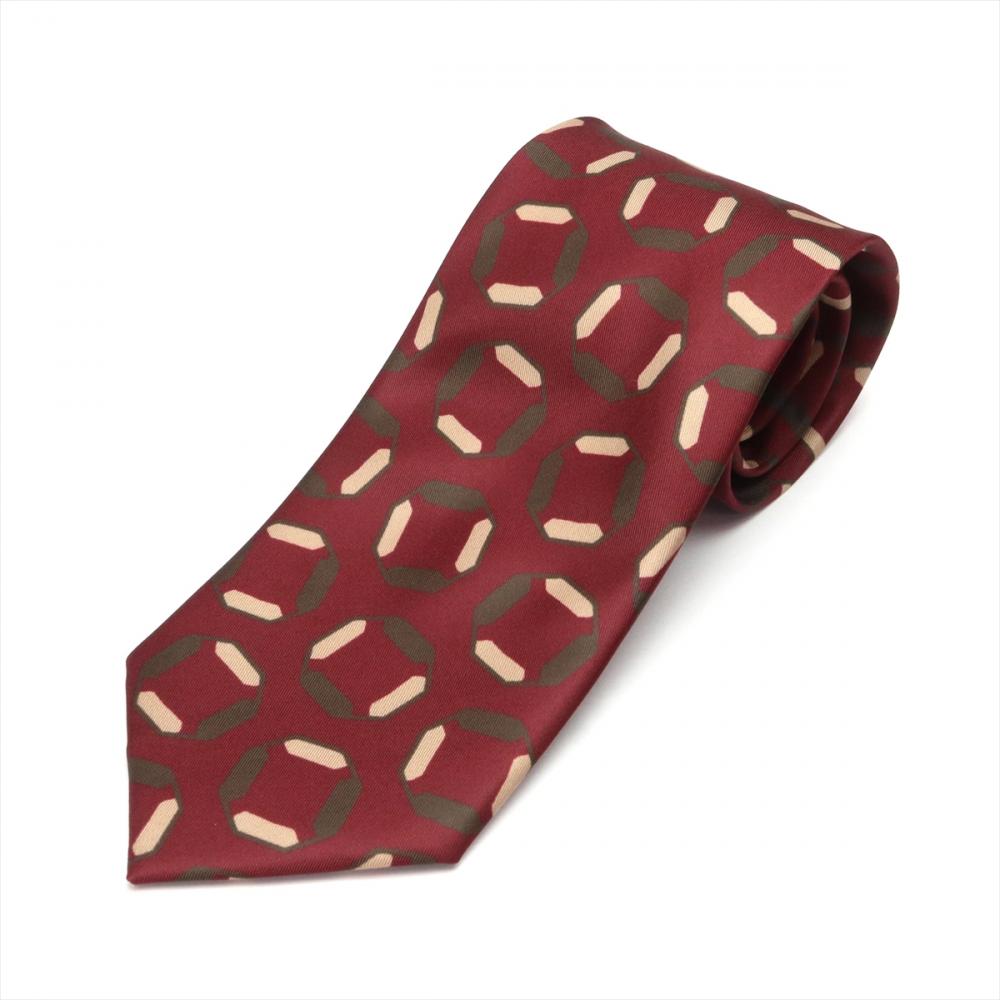 ネクタイ プリントタイ ボルドー ビジネス フォーマル