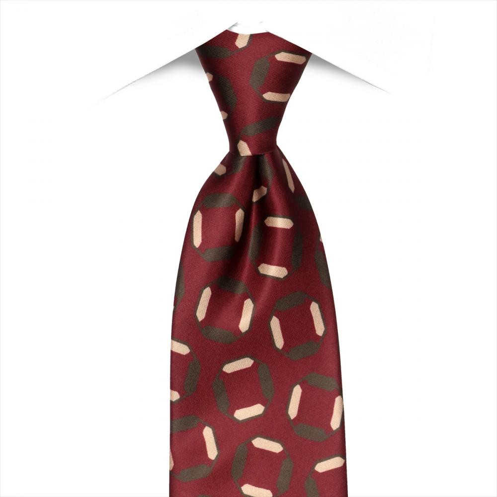 ネクタイ プリントタイ ボルドー ビジネス フォーマル