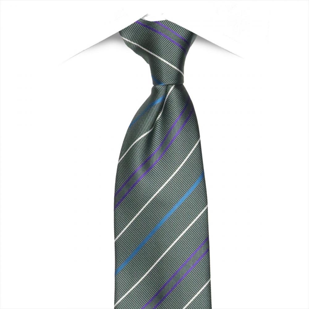 ネクタイ / ビジネス / フォーマル / ワンタッチタイ グレー系 ストライプ柄