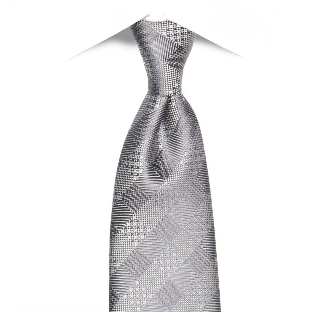 ネクタイ 絹100% シルバー ビジネス フォーマル