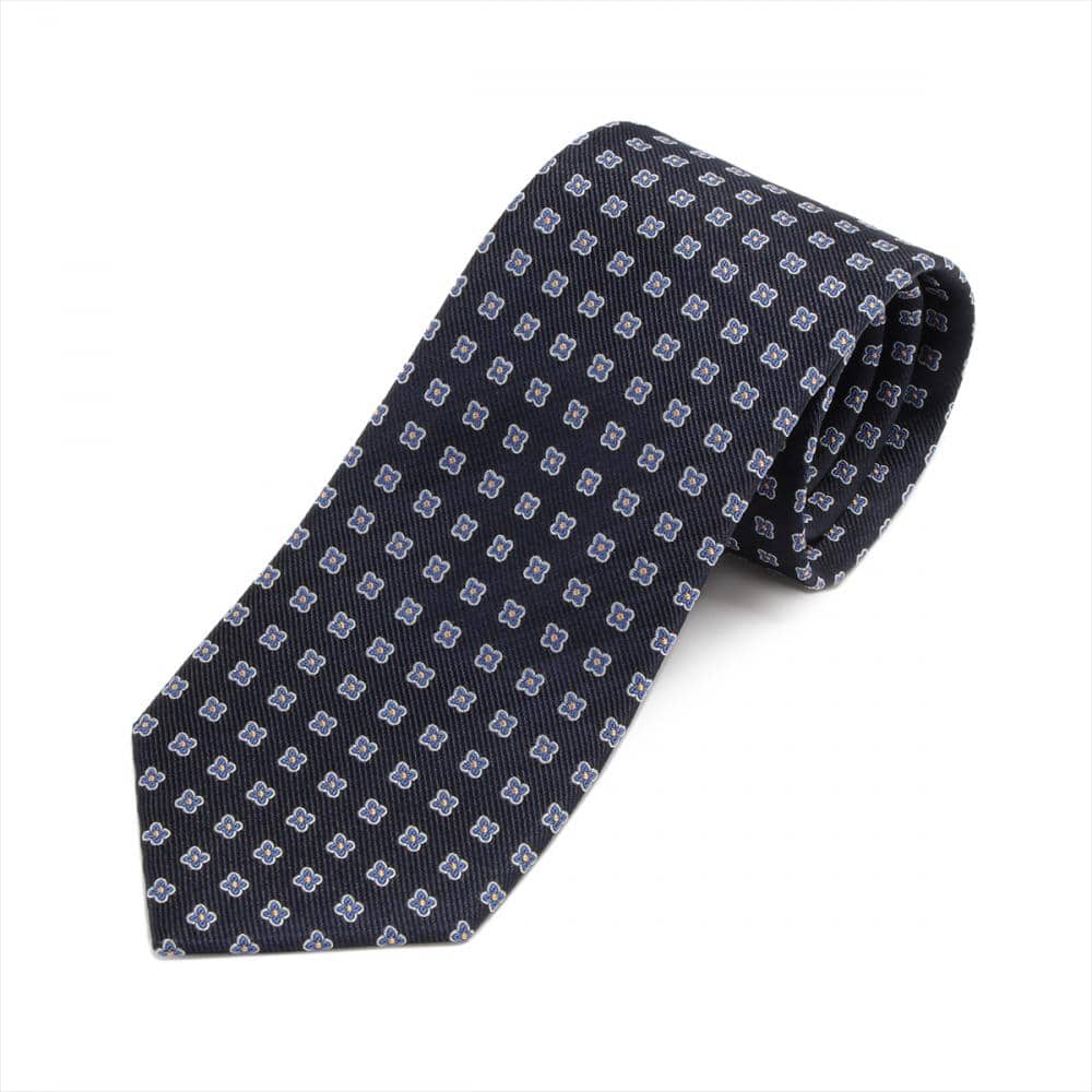 ネクタイ 絹100% クラシックニート柄 ネイビー ビジネス フォーマル