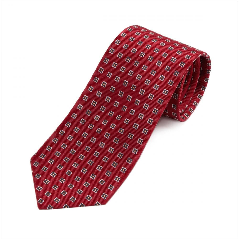 ネクタイ 絹100% クラシックニート柄 ボルドー ビジネス フォーマル