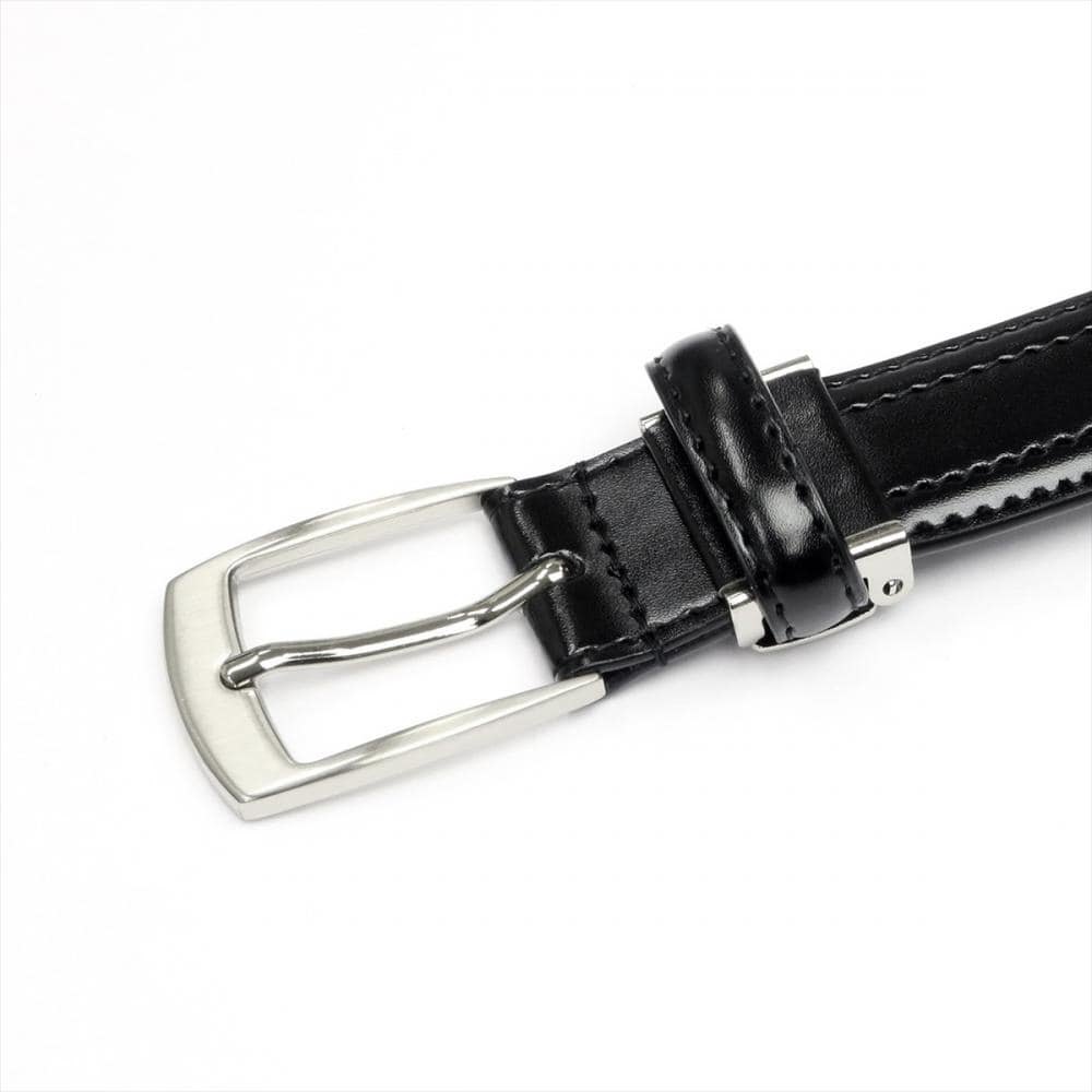 メンズベルト 黒系 95cm 牛革 ピンバックル式 (サイズ調節可能)