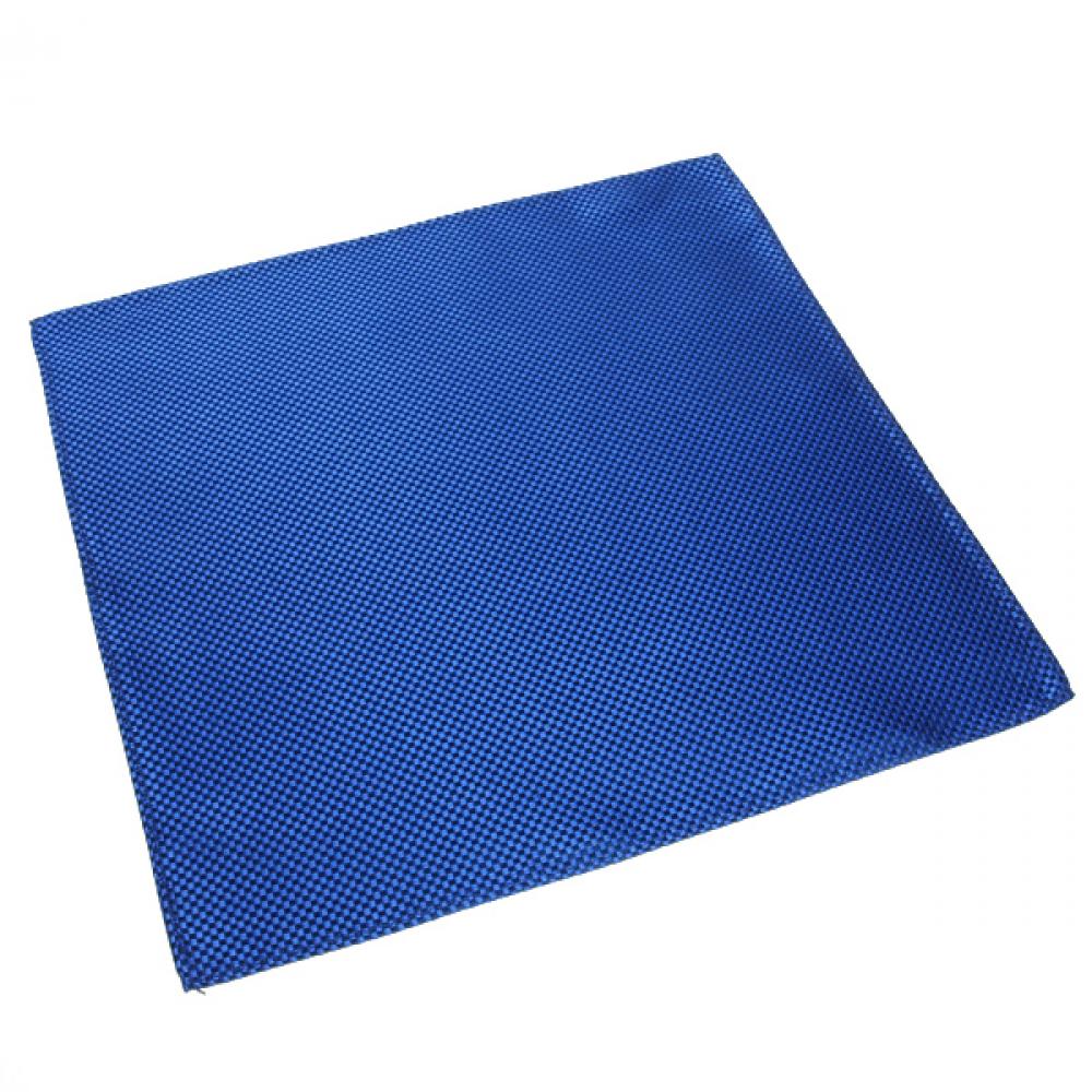 ポケットチーフ　ビジネス　フォーマル　絹100% ブルー バスケット織柄