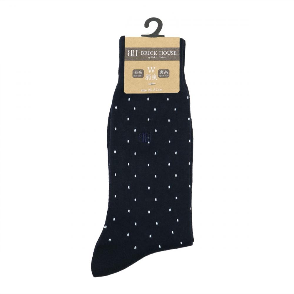 靴下 ソックス 消臭W効果 25-27cm 刺しゅう入り メンズ