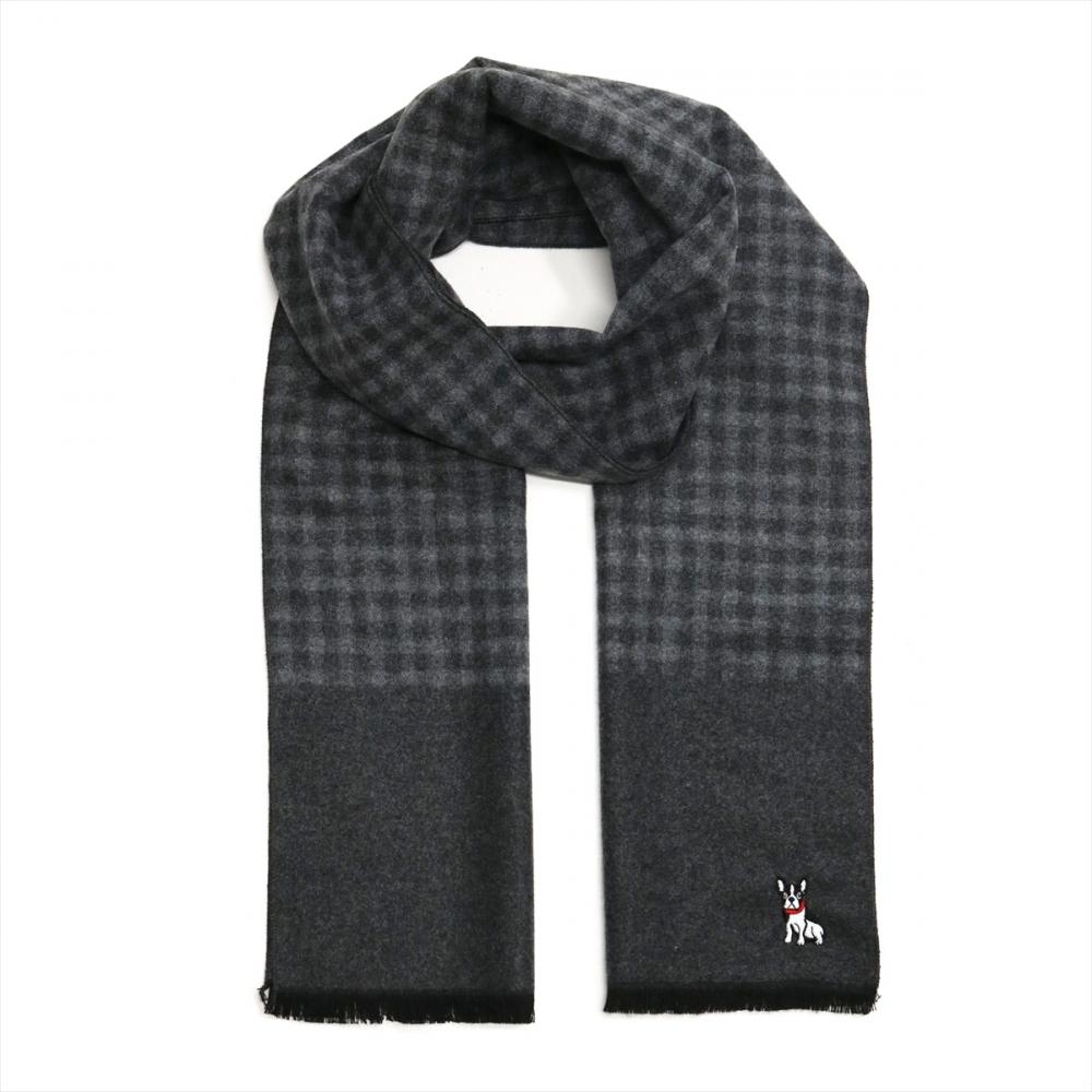 シルクタッチ マフラー 刺しゅう入り  ベーシック メンズ レディース