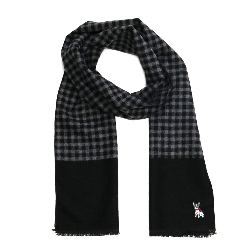 シルクタッチ マフラー 刺しゅう入り  ベーシック メンズ レディース