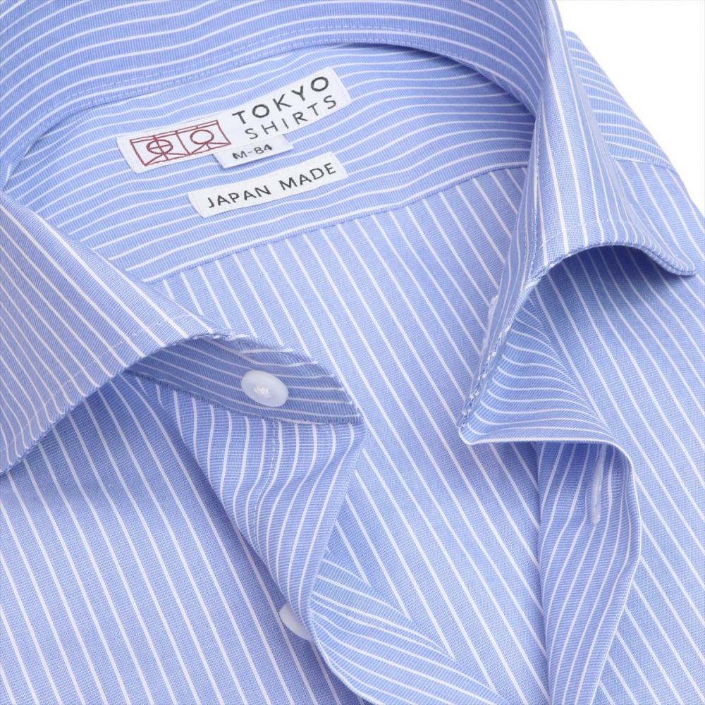 【国産しゃれシャツ】 ホリゾンタルワイド 長袖 形態安定 ワイシャツ 綿100%