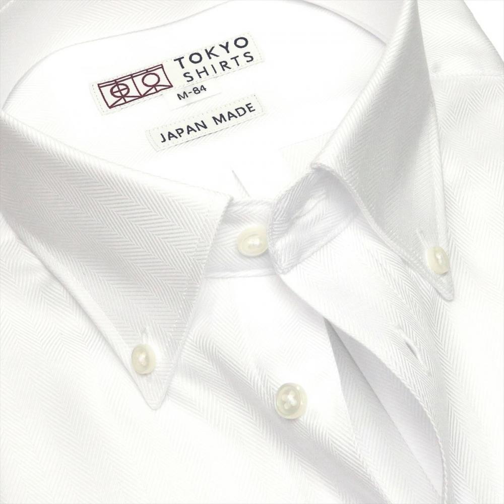 【国産しゃれシャツ】 ショートボタンダウン 長袖 形態安定 ワイシャツ 綿100%