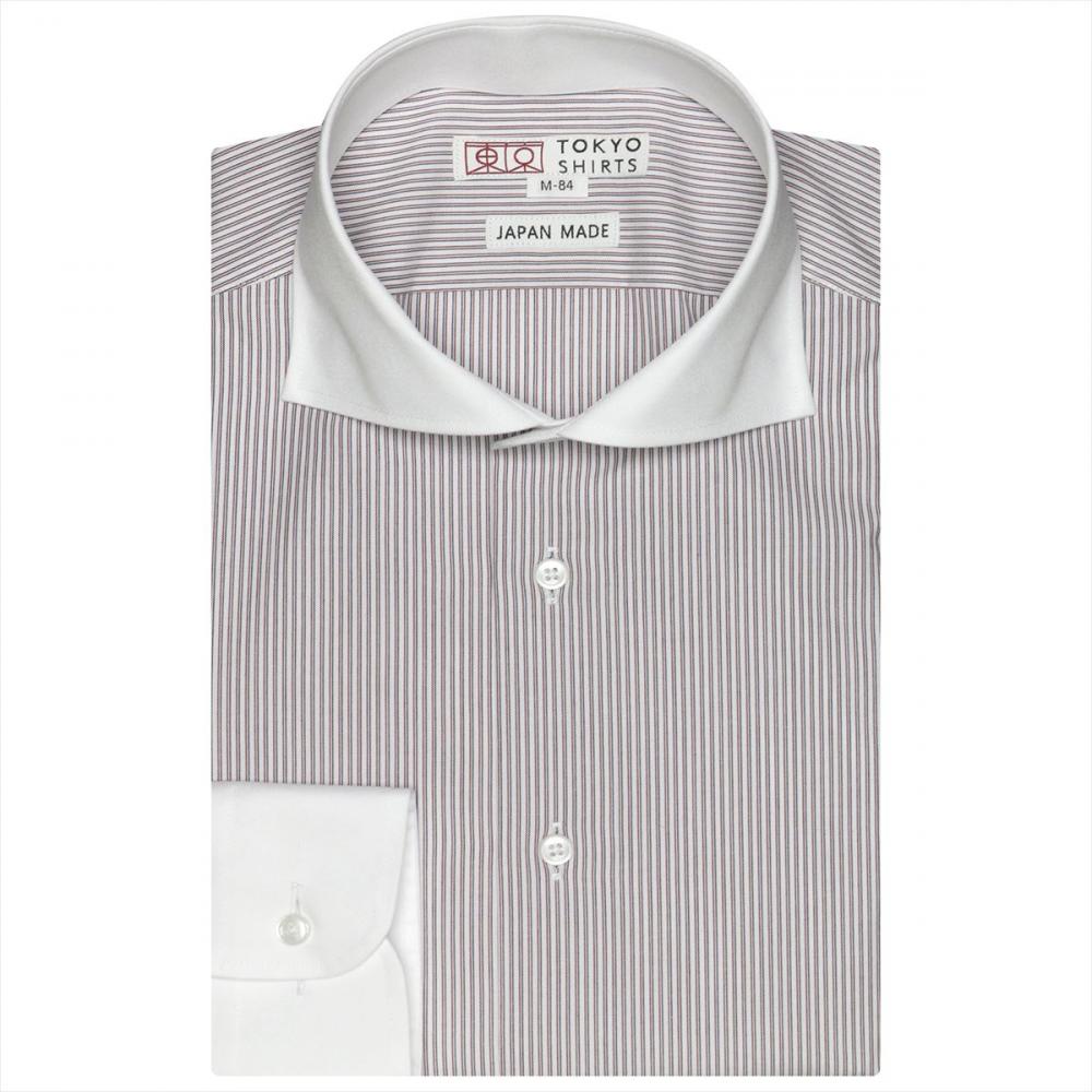 【国産しゃれシャツ】 ホリゾンタルワイド 長袖 形態安定 ワイシャツ 綿100%