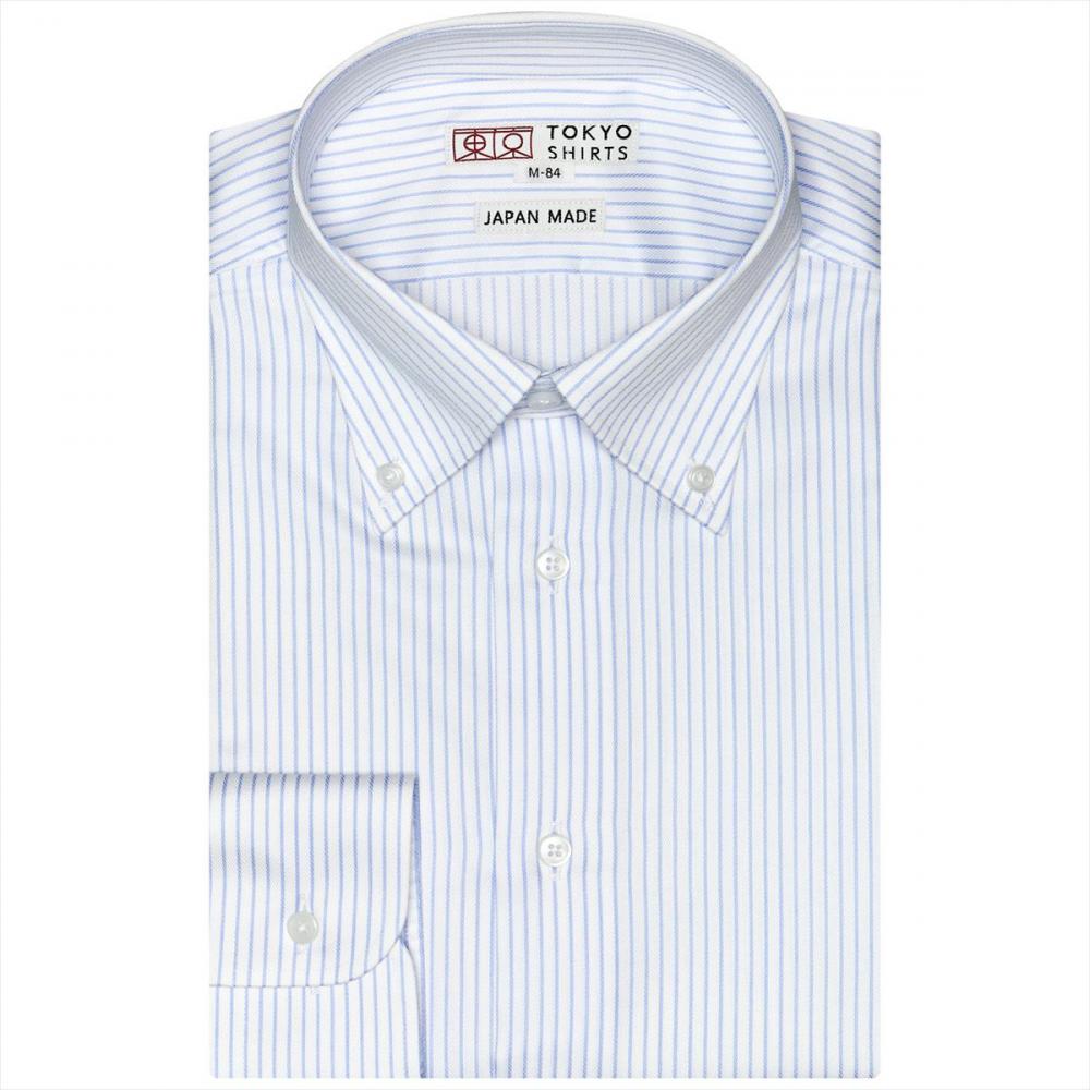 【国産しゃれシャツ】 ボタンダウン 長袖 形態安定 ワイシャツ 綿100%