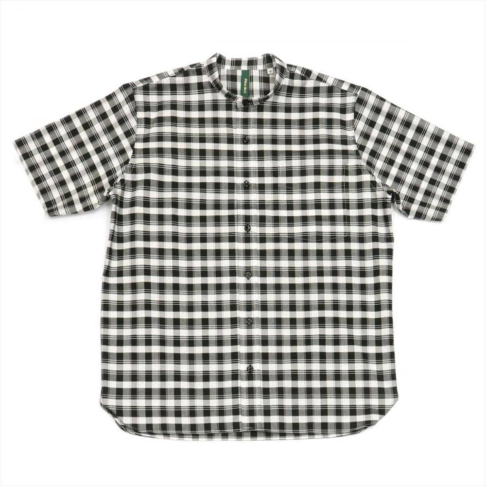 スタンド ラウンドテール 半袖 形態安定 ワイシャツ 綿100%