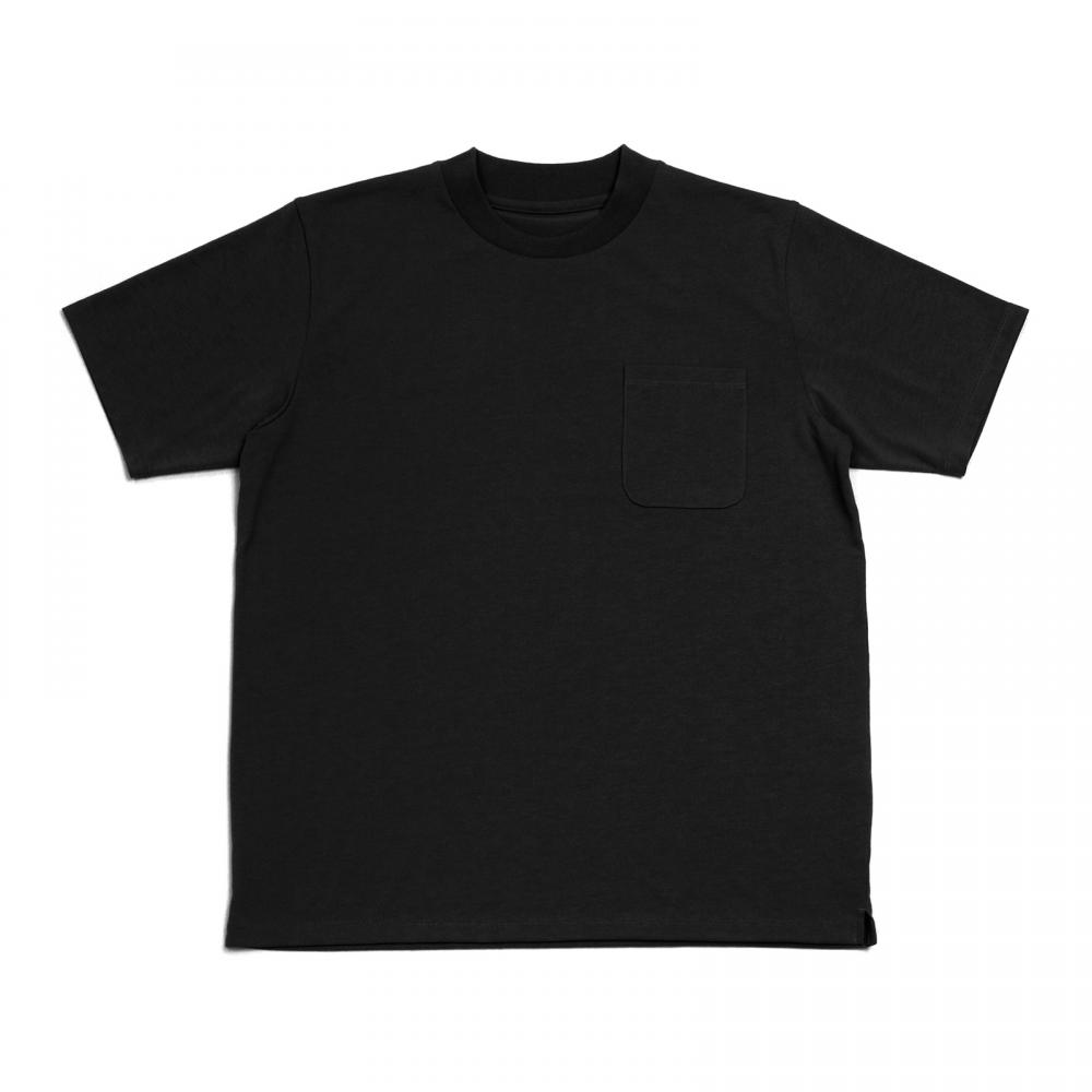 メンズ Tシャツ スマートネック 半袖 ブラック系