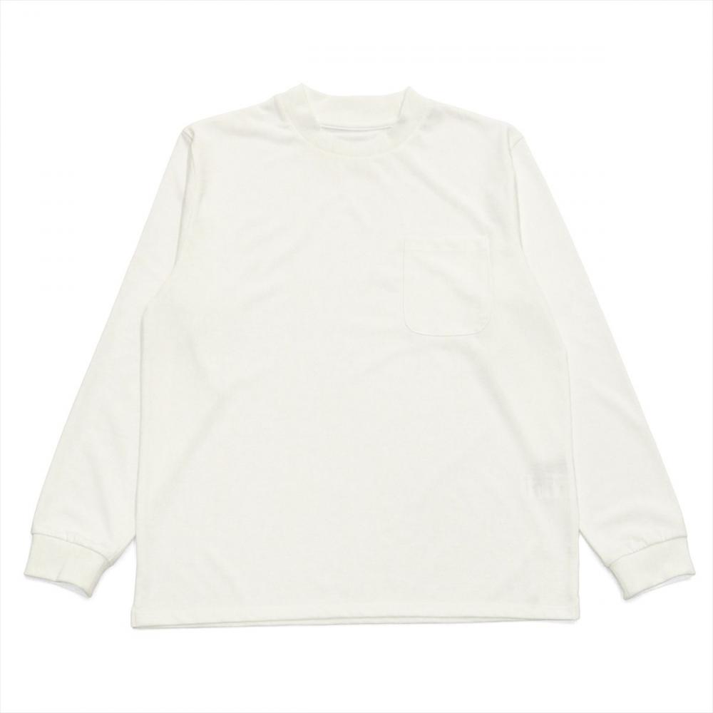 メンズ ロングTシャツ スマートネック 長袖 白系