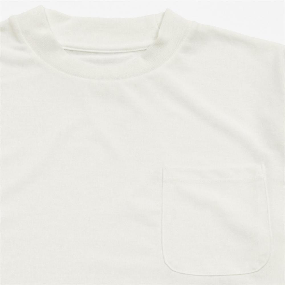 メンズ ロングTシャツ スマートネック 長袖 白系