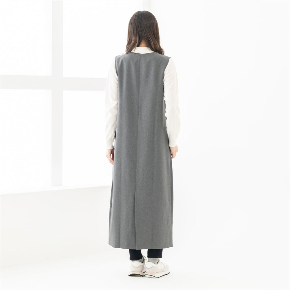 ナチュラルストレッチジャンパースカート<グレー>