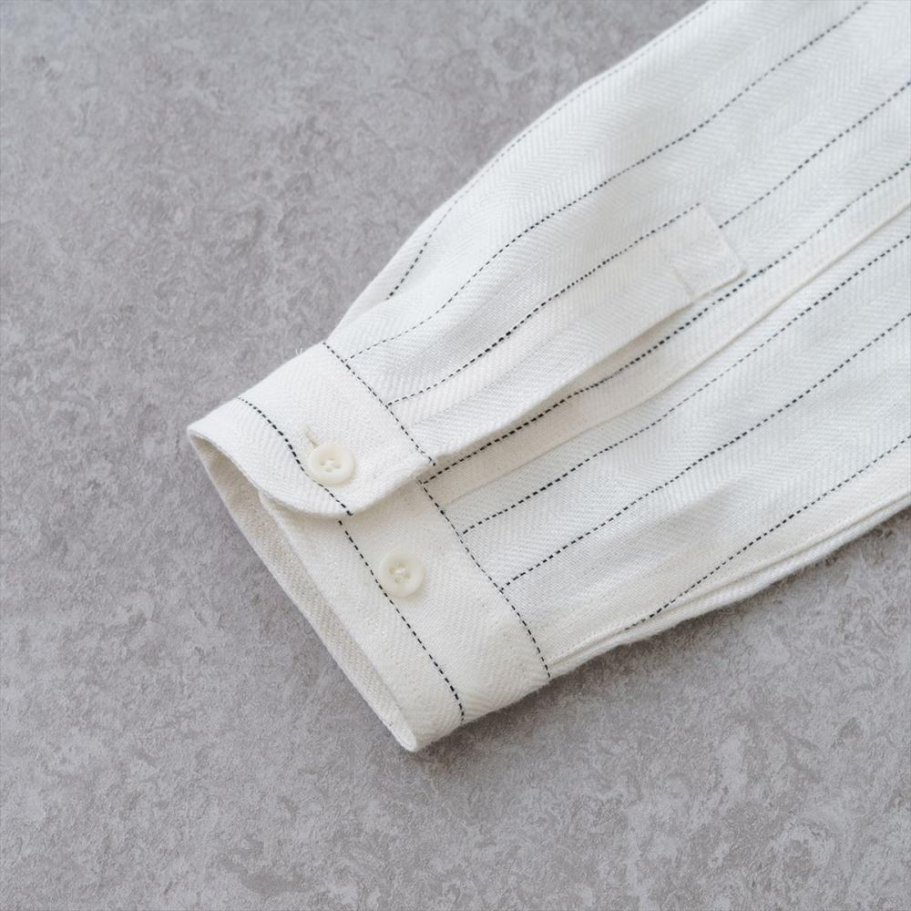 リラックスベースボールシャツ<オフホワイトストライプ>