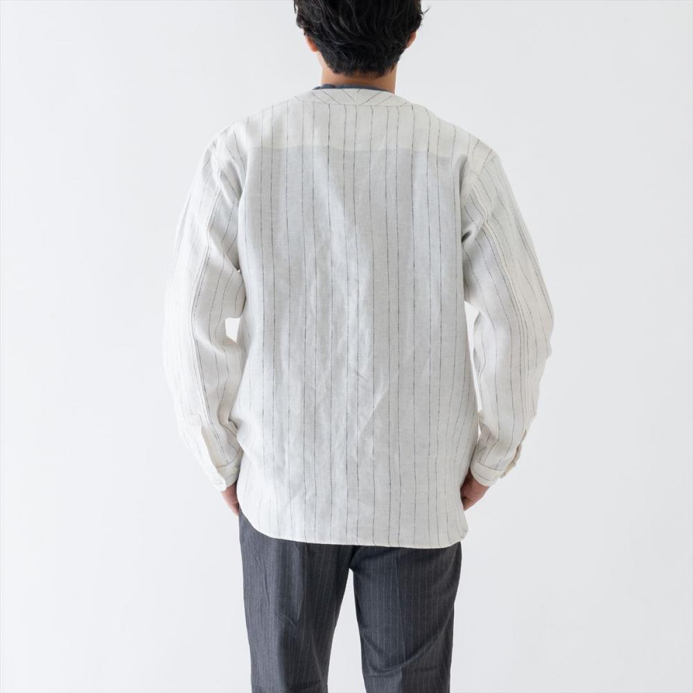 リラックスベースボールシャツ<オフホワイトストライプ>