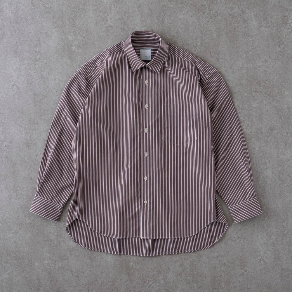 リラックスバックプリーツシャツ＜ブラウンストライプ＞(XS ブラウンストライプ): 東京シャツ公式通販｜ノーアイロン形態安定ビジネスワイシャツ専門店