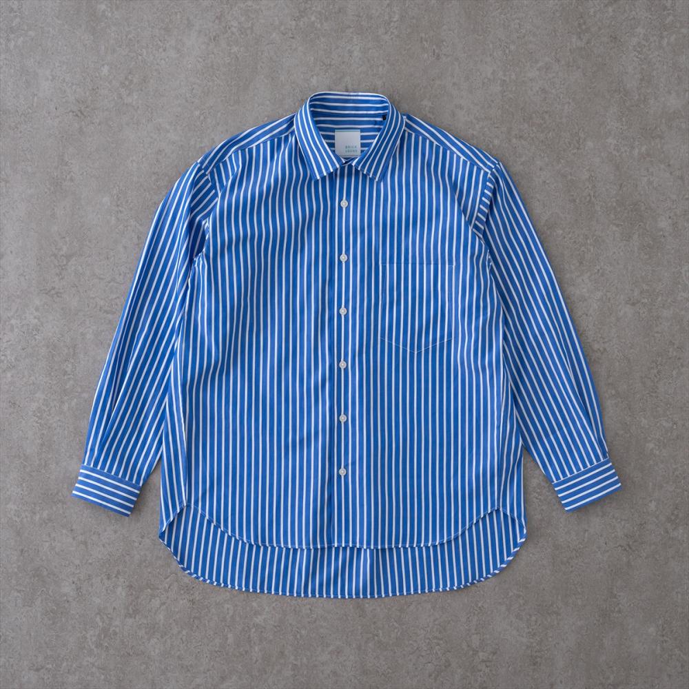 リラックスバックプリーツシャツ＜ブルーワイドストライプ＞(XS ブルーワイドストライプ): 東京シャツ公式通販｜ノーアイロン形態安定ビジネスワイシャツ 専門店
