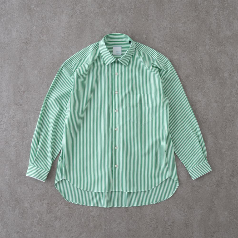リラックスバックプリーツシャツ＜グリーンストライプ＞(XS グリーンストライプ): 東京シャツ公式通販｜ノーアイロン形態安定ビジネスワイシャツ専門店